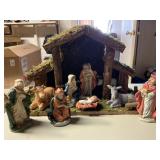 10 pc nativity set ceramic figures w/ box- s