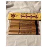 12 Blackfeet Indian pencils in box, ( box shows