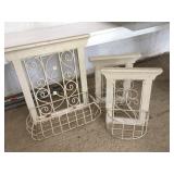 3pc. Wood & metal wall mount flower holders -