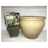 2 Ceramic flower pots,herb garden - largest 14ï¿½d