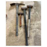 Pic mattock & 3 sledge hammers, show wear
