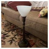 Light, metal, milk glass globe 28' tall