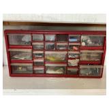 Plastic drawer organizer w/contents, screws,
