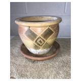 Ceramic flower 9'x7ï¿½ w/clay saucer