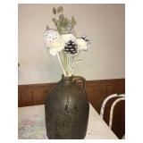 Stoneware jug 13' w/dried flowers