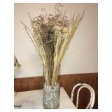 Glass vase 16' w/dried flowers (NO shipping)