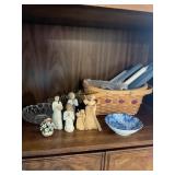 Misc-willow tree, basket 12' x 5', candy dish,