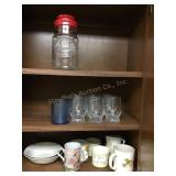 Misc glasses, bowls, canister