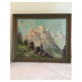 1 painting wood framed 23 1/2' x 19 1/4?