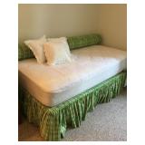 Single metal bed frame with wheels , mattress,