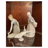 Ceramic figures signed, 9' tallest