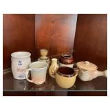 7 pc stoneware items, scent melter, mugs, etc 5'