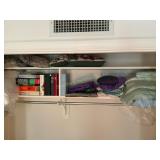Contents only of 2 shelves- pillows, blankets,