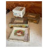 3 Vtg cigar boxes & cake tin