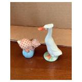2 Herend Hungary figurines, duck & cat, both