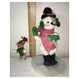 2 Annalee Mobilitee Dolls- snowman 1990, 9.5ï¿½ &