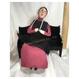 Byers Choice Caroler, Amish lady on bench, 9'H