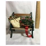 Doll accessories, metal/wood bench, 6x5.5',