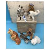 8 Misc ceramic/resin animal figurines, Wish