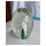 Glass flower paperweight 3.5' tall