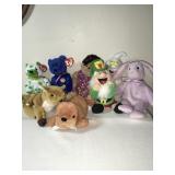 8 Beanie babies, etc