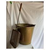 Brass bucket, 12'H, wire mesh popcorn roaster,