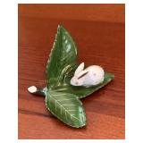 Herend Hungary Bunny on leaf, 3.25'W