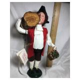 Byers Choice Caroler, colonial man w/Yule log,