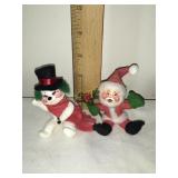 2 Annalee Mobilitee Dolls- 1996 Snowman & Santa