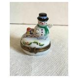 Limoges France peint main snowman porcelain