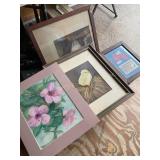 10+ Framed art, prints, needlepoint, etc. largest