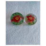 2 Glass paperweights - largest 1 3/4'