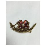 14 kt brooch/pendant, w/enameled & pearl, 1 1/2