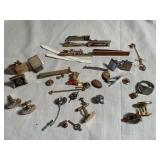 Misc cuff links, tie bars w/train, thermometer