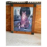 Framed Cat print, 22x26', by Derold Page