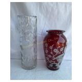 2 glass vases, 12' tallest