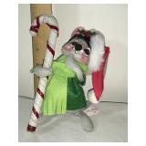 Annalee Mobilitee Doll-1989 mouse w/candy cane,