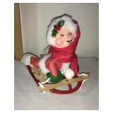 Annalee Mobilitee Doll- 1989 girl on sled, 6'Lx6ï¿½H