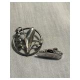 Sterling Brooch1.5' dia & Tie bar .31 oz