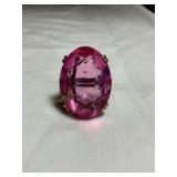 Ring, pink glass, 10 kt gold filled size 5 1/4