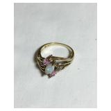 10 kt Ladies ring, Mother of pearl, pink
