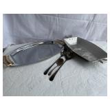 Metal trays 17' longest, serving spoons (England)