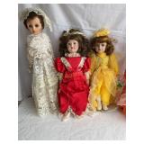 3 porcelain dolls 20' tallest