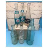 6  Vtg soda bottles, Canada Dry, Nesbittï¿½s, O-So