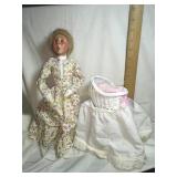 Byers Choice Caroler W/baby & bassinet, 12'H,