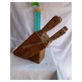 Old Homestead knife block w/knives