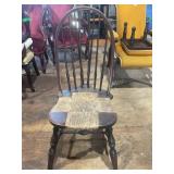 Windsor chair, bow back, woven seat, shows wear