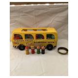 Fisher Price School Bus & 4 wood people 14.5" x