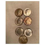 7 Roosevelt dimes- 4-1963-2(d);3-1964-1(d)