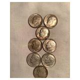 8 Roosevelt dimes-